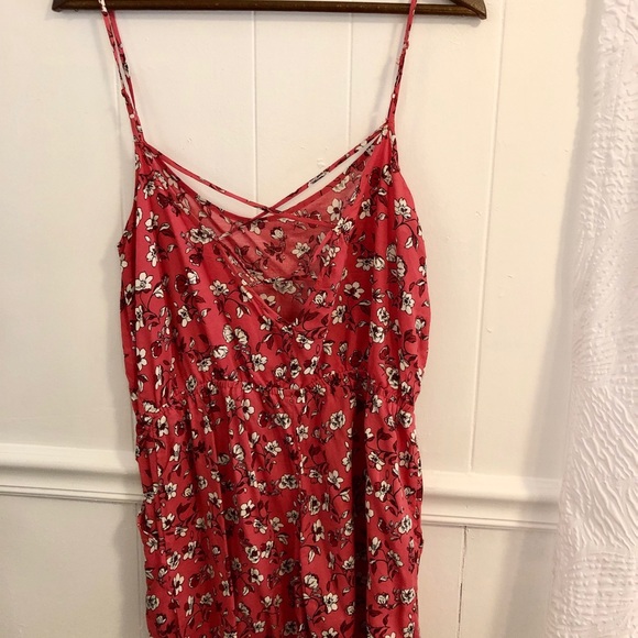 Coral Floral Romper with Pockets, Cute Back - Picture 5 of 5